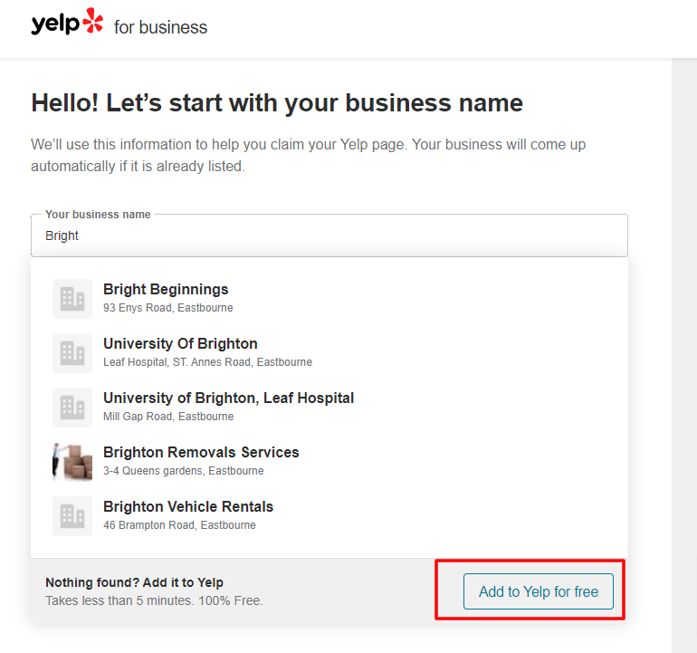 Yelp Business Name